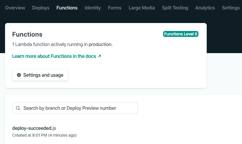 Netlify Functions Tab